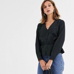 Only Sara Long Sleeve Peplum Blouse - US 6